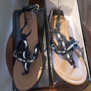 Elegant Black Sandals with Tan Sole